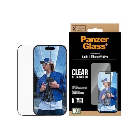 PanzerGlass - Screen Protector - iPhone 17 - iPhone 16 Pro - Ultra-Wide Fit w. EasyAligner / Electronics