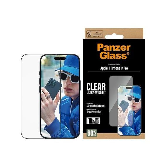 PanzerGlass - Screen Protector iPhone 17 Pro - Ultra-Wide Fit w. EasyAligner / Electronics