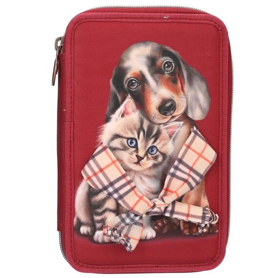 TOPModel - Double Pencil Case FUR EVER FRIENDS - Deep, Warm Red / Toys - Merchandise Office Supplies - Various - Techbox