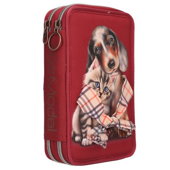 TOPModel - Double Pencil Case FUR EVER FRIENDS - Deep, Warm Red / Toys - Merchandise Office Supplies - Various - Techbox
