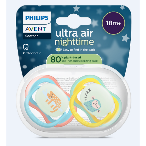Philips Avent - Ultra air soother, Nighttime, 18m+, Yellow/blue / Baby and Children