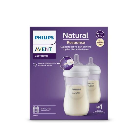 Philips Avent - Baby Bottle, 2 Bottles, 9oz/260ml, medium Flow Nipple, 3-6m / Baby and Children