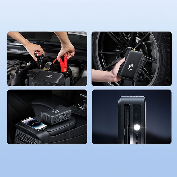 Jump starter Baseus Super Energy BS-CH013 4in1 600A with flashlight / powerbank 6000mAh / compressor - black | Techbox