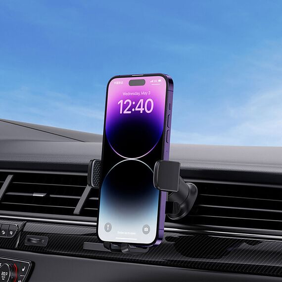 Baseus UltraControl Pro Clamp-on Car Holder with Suction Cup/Hook for Air Vent - Black - Smartphone Holders - Smartphones - Techbox