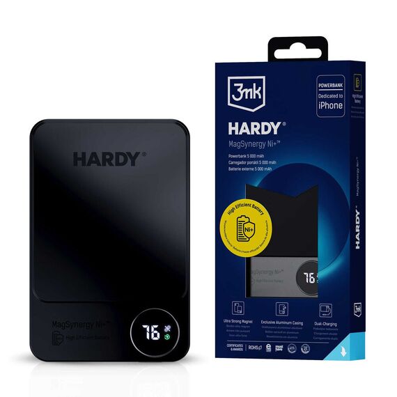 Powerbank 3mk HARDY MagSynergy Ni+ 5,000mAh 22.5W USB 1C1L - black - Powerbanks - Smartphone Chargers - Techbox