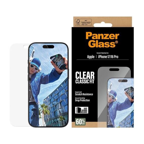 PanzerGlass - Screen Protector iPhone 17/iPhone 16 Pro - Classic Fit w. EasyAligner / Electronics