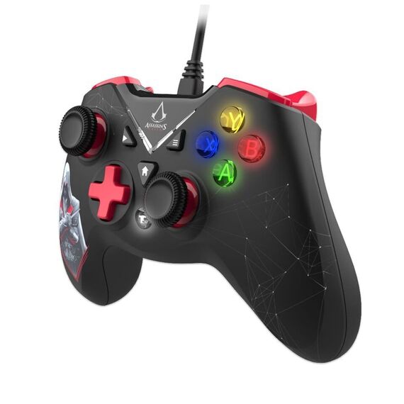 Trade Invaders - Assassins Creed - Wired Controller 3M Cable - PC (Black and Red) / PC | Techbox