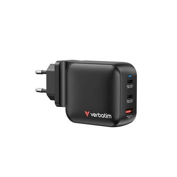 Verbatim - 100WGaN Charger, 3 Port US plug with EU and UK adaptors / Electronics