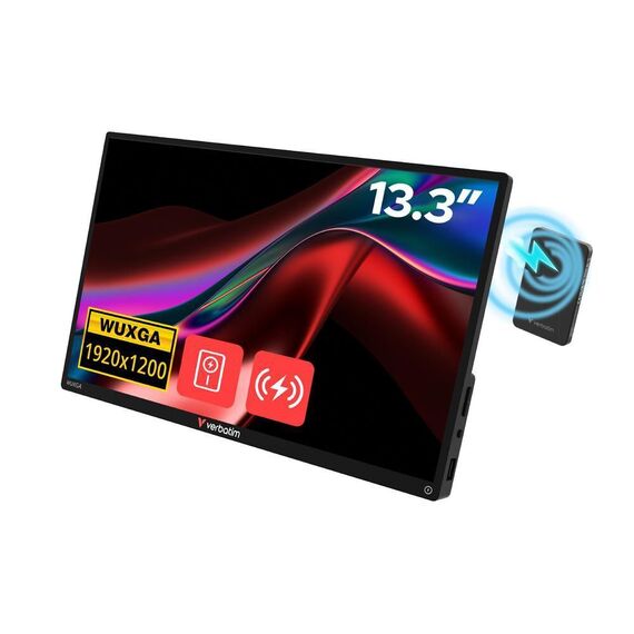 Verbatim - Portable 13.3 WUXGA Touch Monitor ALU with Wireless Power Supply incl. Power Bank 5000mAh / Computers