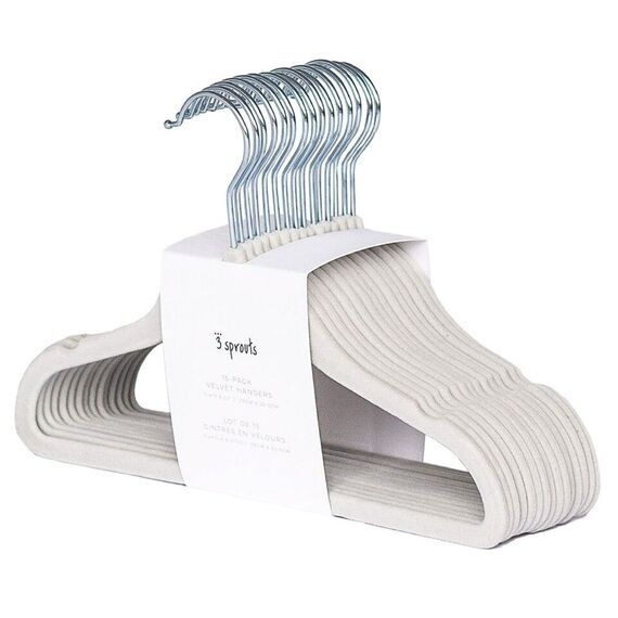 3 Sprouts - Velor Hanger 15 pcs Grey / Baby and Children