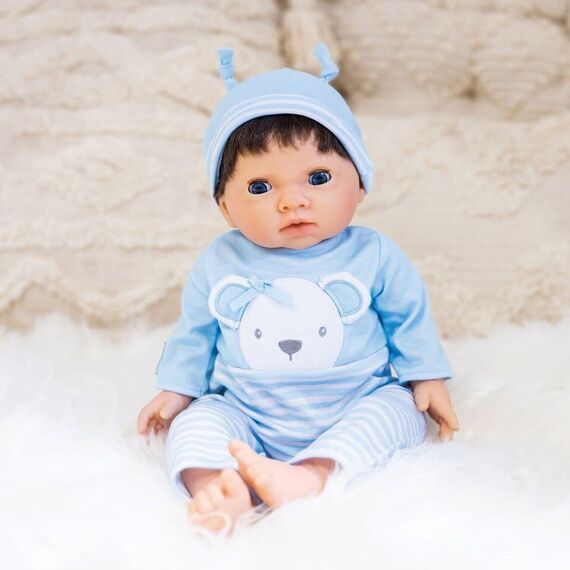 Tiny Treasures - Blue Bear Doll  w/Brown Hair (30543) / Toys