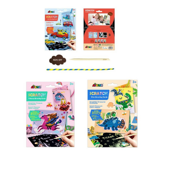 Avenir - Scratch Greeting Card - Cars + Princesses + Dinos (Bundle) / Toys