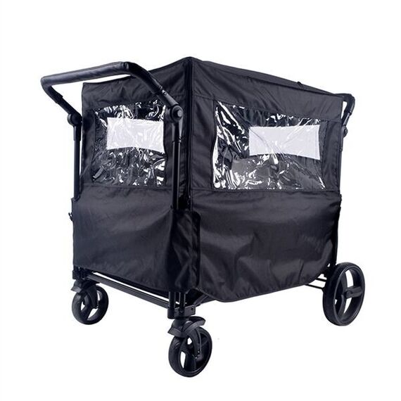 Babytrold - Fun Trolley Rain Cover w. Windows - Black / Baby and Children