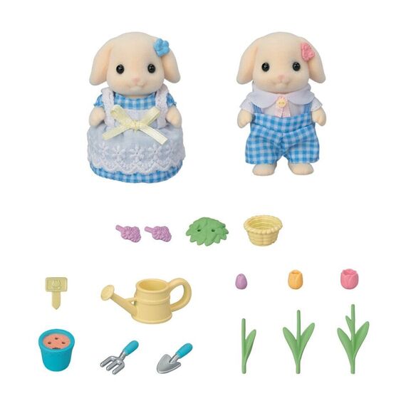 Sylvanian Families - Flower Garden Set - Flora Rabbit Brother & Sister (5736) / Toys