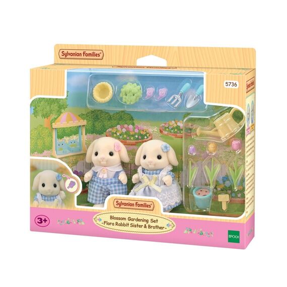 Sylvanian Families - Flower Garden Set - Flora Rabbit Brother & Sister (5736) / Toys