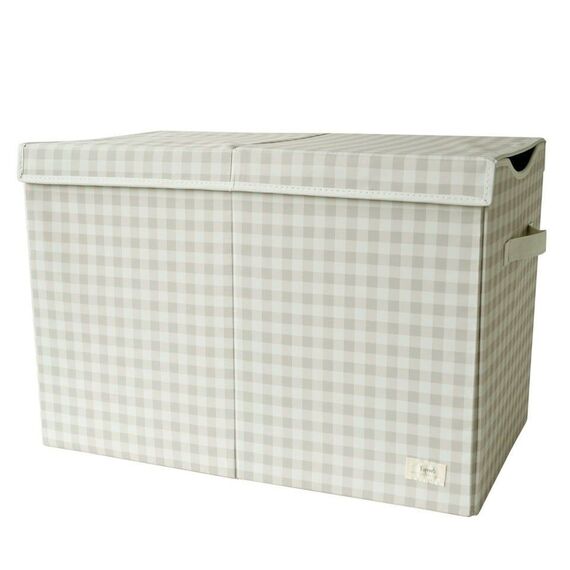 3 Sprouts - Recycled Folding Toy Chest - Gingham Beige / Baby and Children