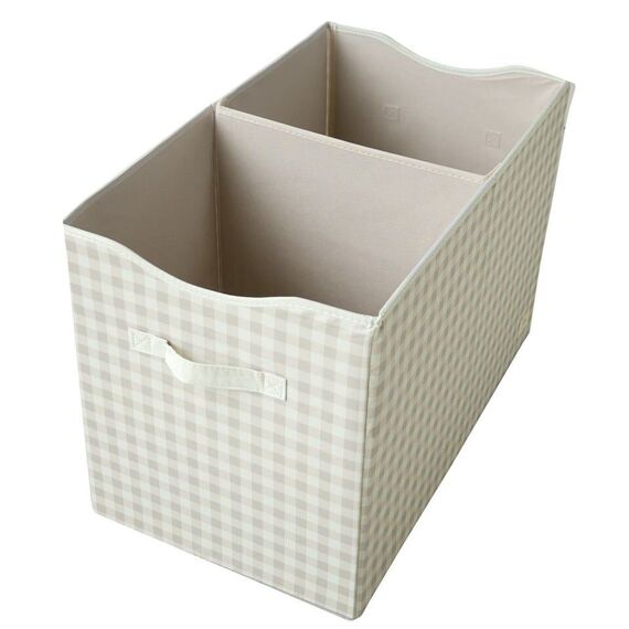 3 Sprouts - Recycled Folding Toy Chest - Gingham Beige / Baby and Children