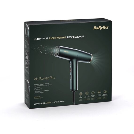 BaByliss Air Power Pro hair dryer 1700 W Gold, Green | Techbox