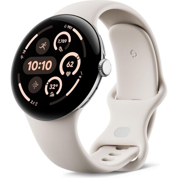 Google - Pixel Watch 3 45mm Bluetooth Silver / Porcelain / Electronics