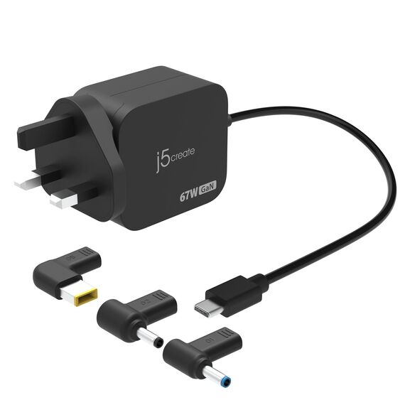 J5create - 67W GaN PD USB-C Mini Charger With 3 Types Of DC Connector - EU / Electronics