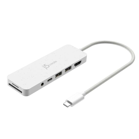 J5create - Eco-Friendly USB-C Multi-Port Hub With Power Delivery - White / Computers