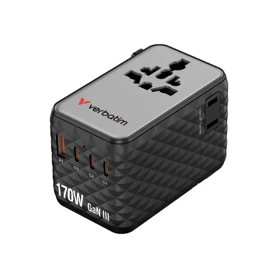 Verbatim - Charge N Travel 170W Universal Travel Adapter Black / Electronics