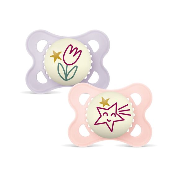 MAM - Original Night Silk 2p Box V - Pink - 0-6m / Baby and Children