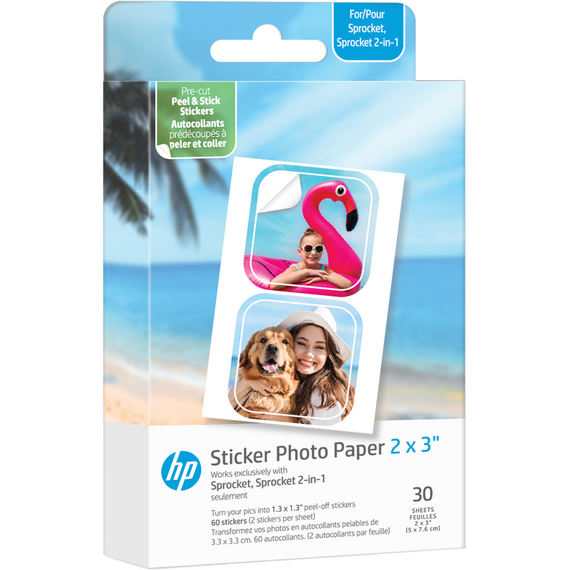 HP - Zink Paper Sprocket Luna 30-pack 2x3 Pre-cut 1.3x1.3 sticker (HPIZ2X330C) / Computers