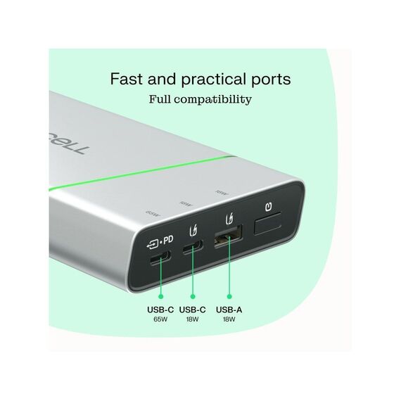 Green Cell PBPLGC20P power bank Lithium-Ion (Li-Ion) 20800 mAh Aluminium, Black, Green, Light grey, Silver | Techbox