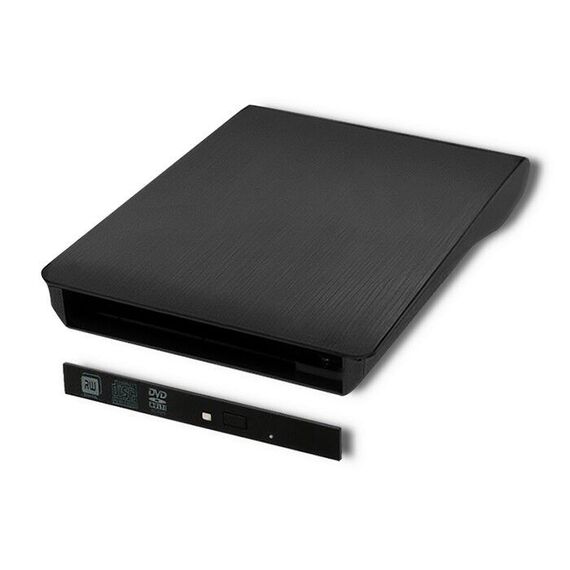 Qoltec 51865 External USB 3.0 9.5mm SATA Optical Drive Case, built-in cable - Black | Techbox