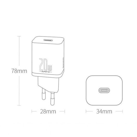 Baseus Super Si 1C fast charger USB Type C 20 W Power Delivery black (CCSUP-B01) | Techbox