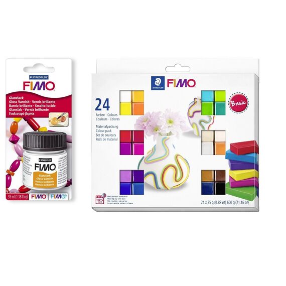 FIMO - Acces Gloss Lacquer 35ml & Soft Set 24x25g Basic / Toys