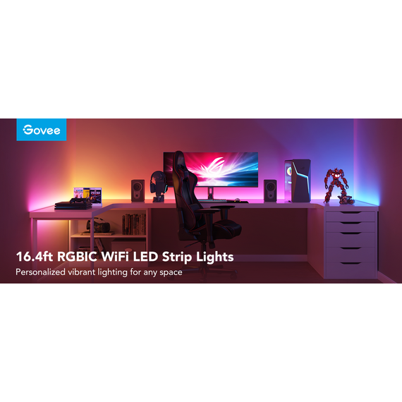 Govee - RGBIC Basic Wi-Fi + Bluetooth LED Strip Lights (10 Meter) / Electronics