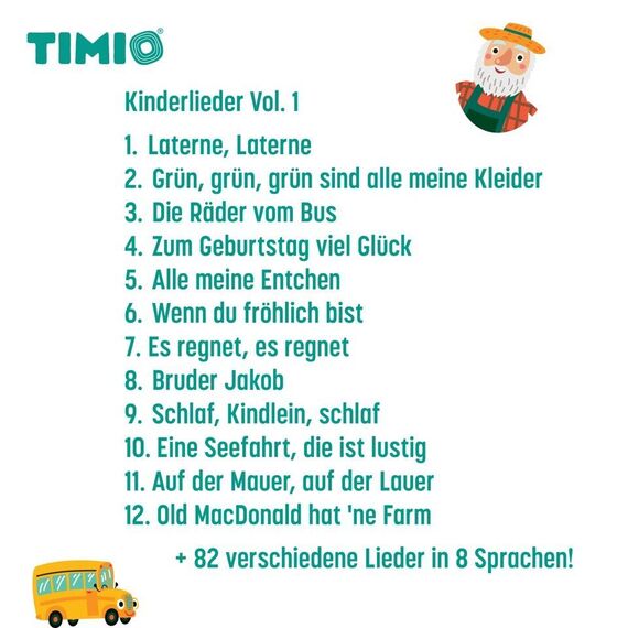 Timio - Disc Set 1 - Wild Animals, Nursery Rhymes, Colours, Musical and Body Parts - (TM-TMD-01E) / Toys