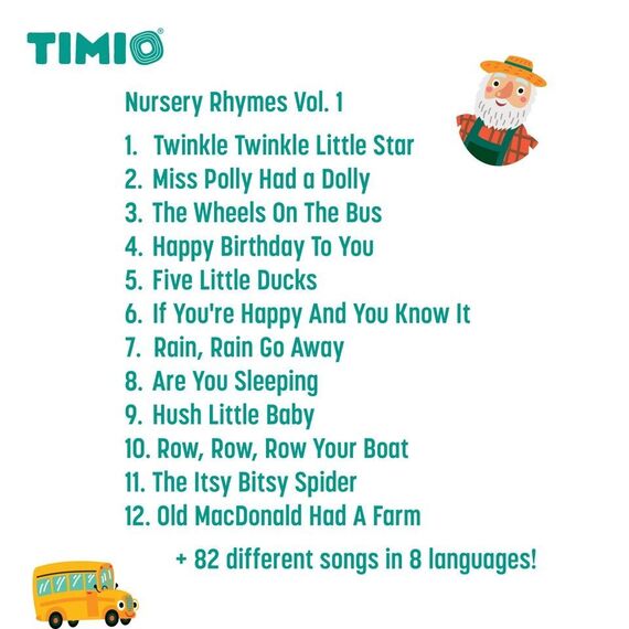 Timio - Disc Set 1 - Wild Animals, Nursery Rhymes, Colours, Musical and Body Parts - (TM-TMD-01E) / Toys