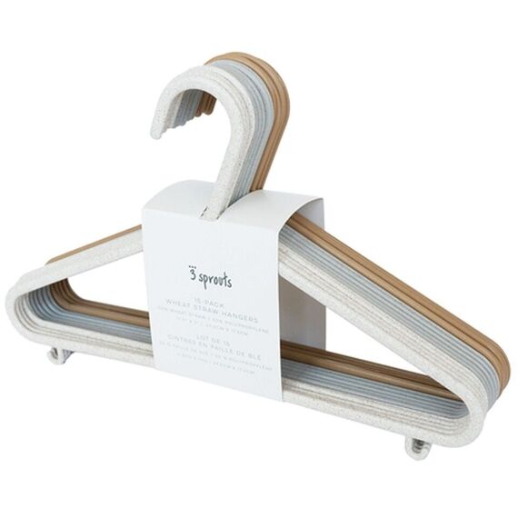 3 Sprouts - Wheat Straw Hanger (set of 15) - Cream - 20.5 x 29 cm / Baby and Children