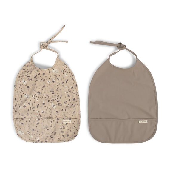 Filibabba - Bib with ties 2-pack - Little Wonders + Warm Grey - 6-36 m / Baby and Children