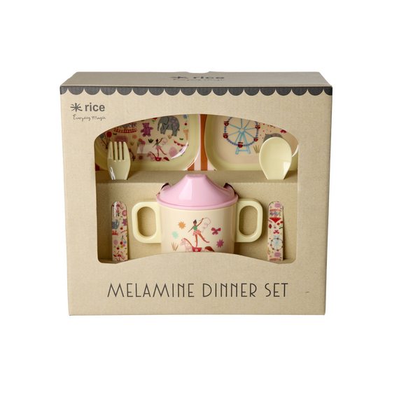 Rice - Melamine Baby Dinner Set - Fun Fair Print - Pink / Baby and Children