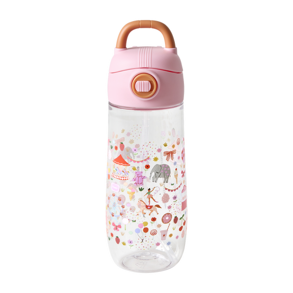 Rice - Plastic Kids Drinking Bottle with Fun Fair Print - Pink - 550 ml / Toys