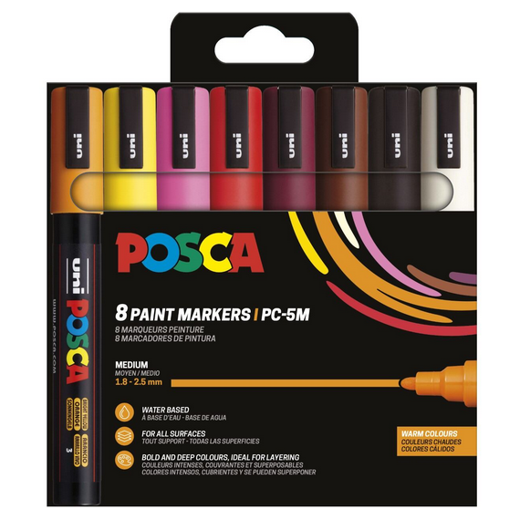 Posca - PC5M - Medium Tip Pen - Warm colors, 8 pc (401670) / Toys