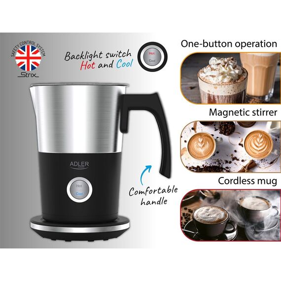 Adler AD 4497 milk frother/warmer Automatic Black - Milk foam - Coffee & Beverages - Techbox