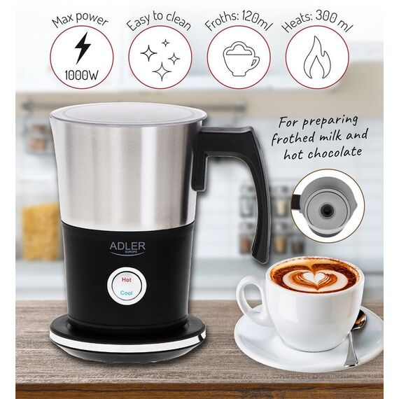 Adler AD 4497 milk frother/warmer Automatic Black - Milk foam - Coffee & Beverages - Techbox
