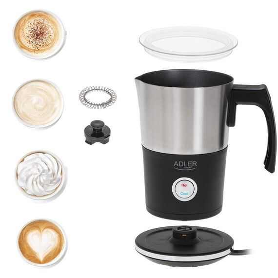 Adler AD 4497 milk frother/warmer Automatic Black - Milk foam - Coffee & Beverages - Techbox