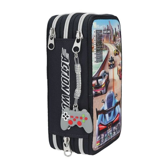 Dino World - Action World Triple Pencil Case Gaming - Dark Blue / Toys - Merchandise Office Supplies - Various - Techbox