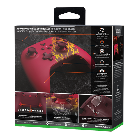 PowerA - Advantage Wired Controller - Red Blaze / Xbox Series X | Techbox
