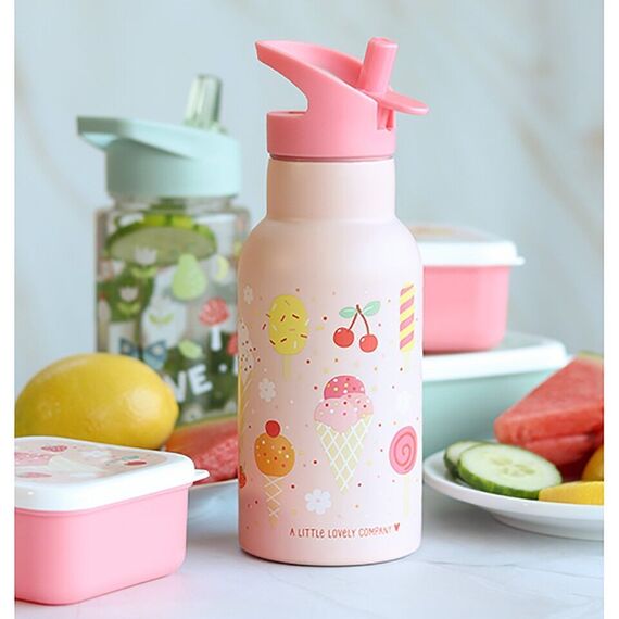 A little lovely company - Stainless Steel Drinking Bottle - Icecream - 7.3 x 20 x 7.3 cm / Toys