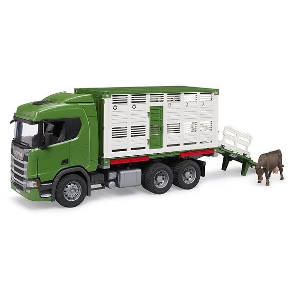 Bruder - Scania Super 560R Cattle transportation truck with 1 cattle (03548) / Toys