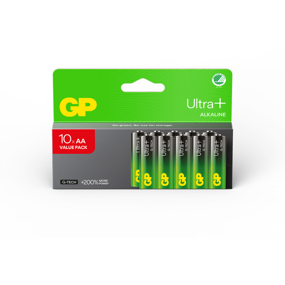 GP - Ultra Plus Alkaline Battery, Size AA, 15AU/LR6, 1.5V (10-pack) / Electronics
