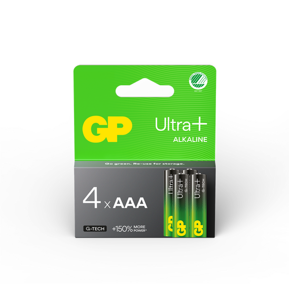 GP - Ultra Plus Alkaline Battery, Size AAA, 24AU/LR03, 1.5V (4-pack) / Electronics