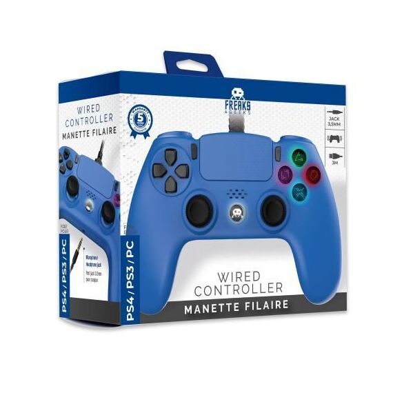 Freaks And Geeks - Wired Controller for PS4 with 3M Cable - Blue / PlayStation 5 - PS5 Accessories - Accessories for Consoles - Techbox